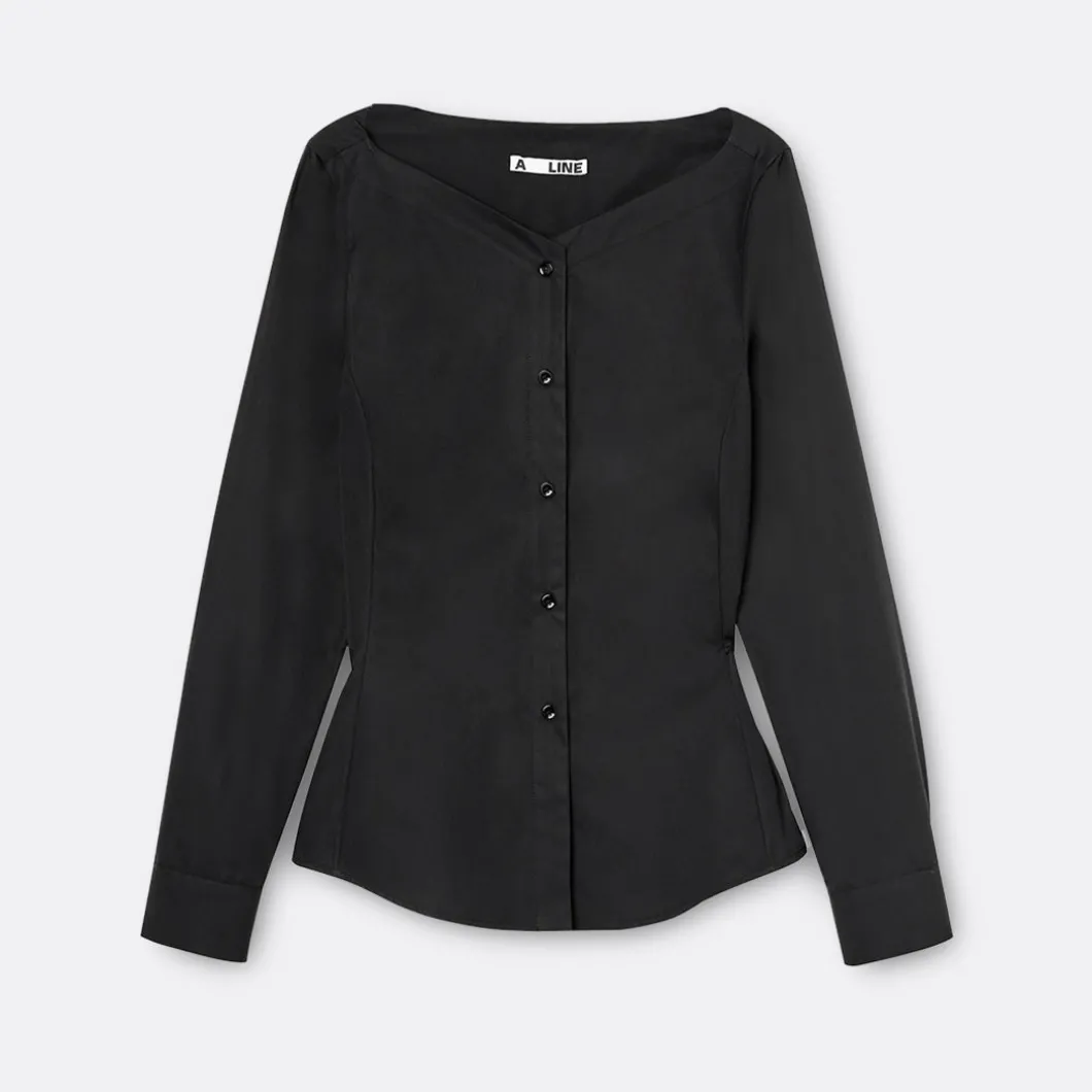 A LINE Ballerina Neck-Shoulder Detail Shirt>Woman Blouses & Shirts