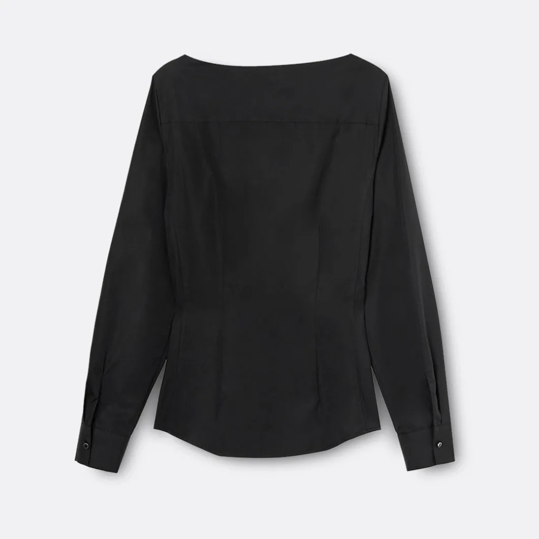A LINE Ballerina Neck-Shoulder Detail Shirt>Woman Blouses & Shirts