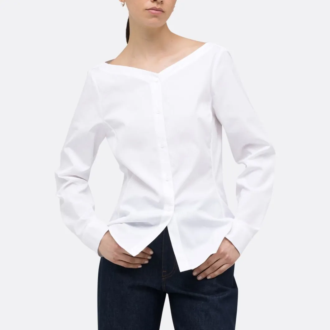 A LINE Ballerina Neck-Shoulder Detail Shirt>Woman Blouses & Shirts