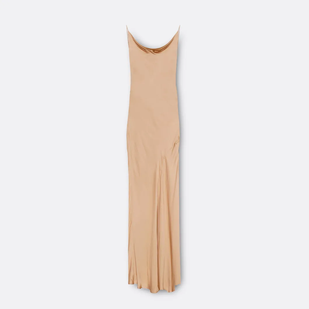 A LINE Halter Open-Back Silk Dress>Woman Dresses & Jumpsuits