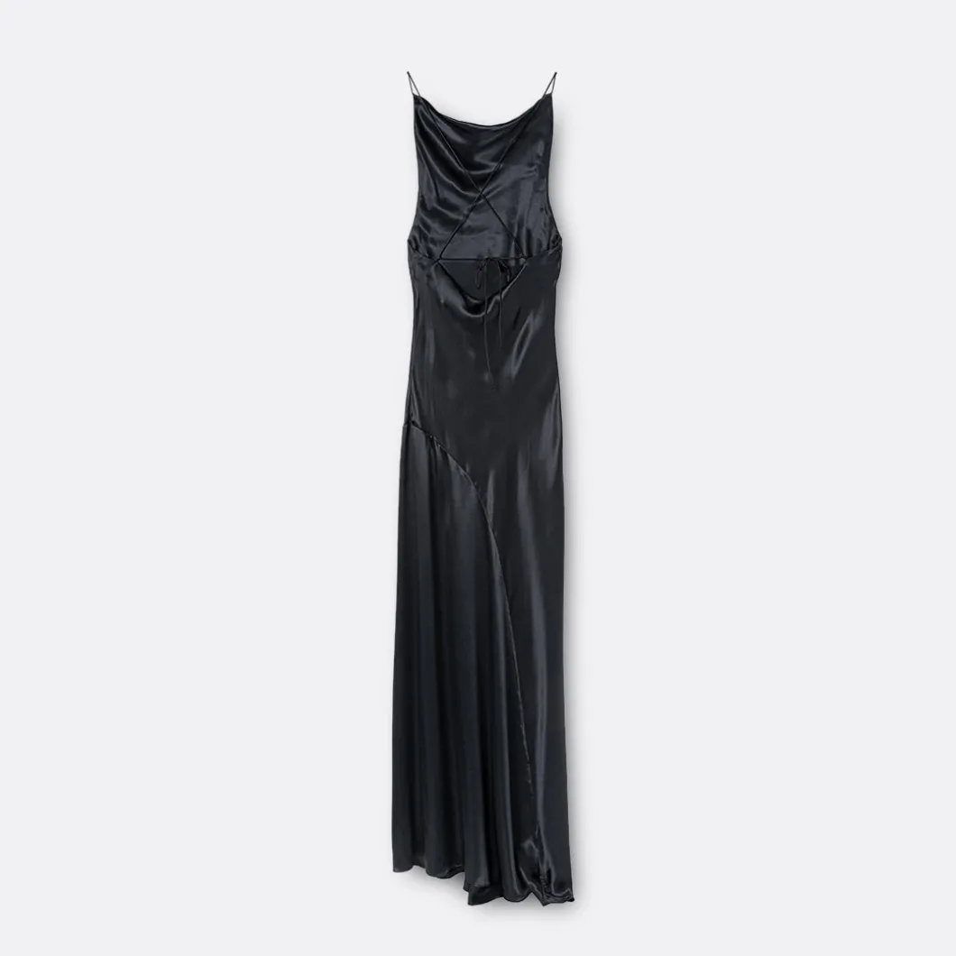 A LINE Halter Open-Back Silk Dress>Woman Dresses & Jumpsuits