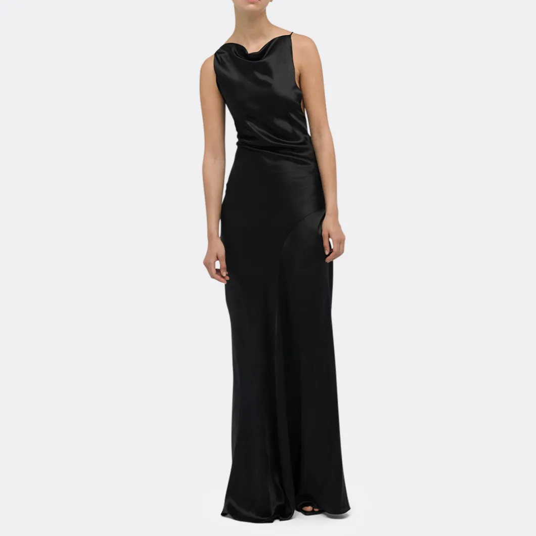 A LINE Halter Open-Back Silk Dress>Woman Dresses & Jumpsuits
