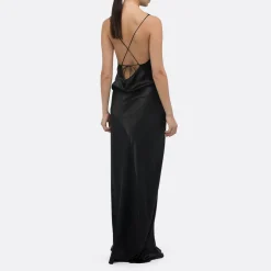 A LINE Halter Open-Back Silk Dress><noscript><img width=