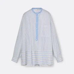 A LINE Mandarim-Style Collar Shirt>Woman Blouses & Shirts