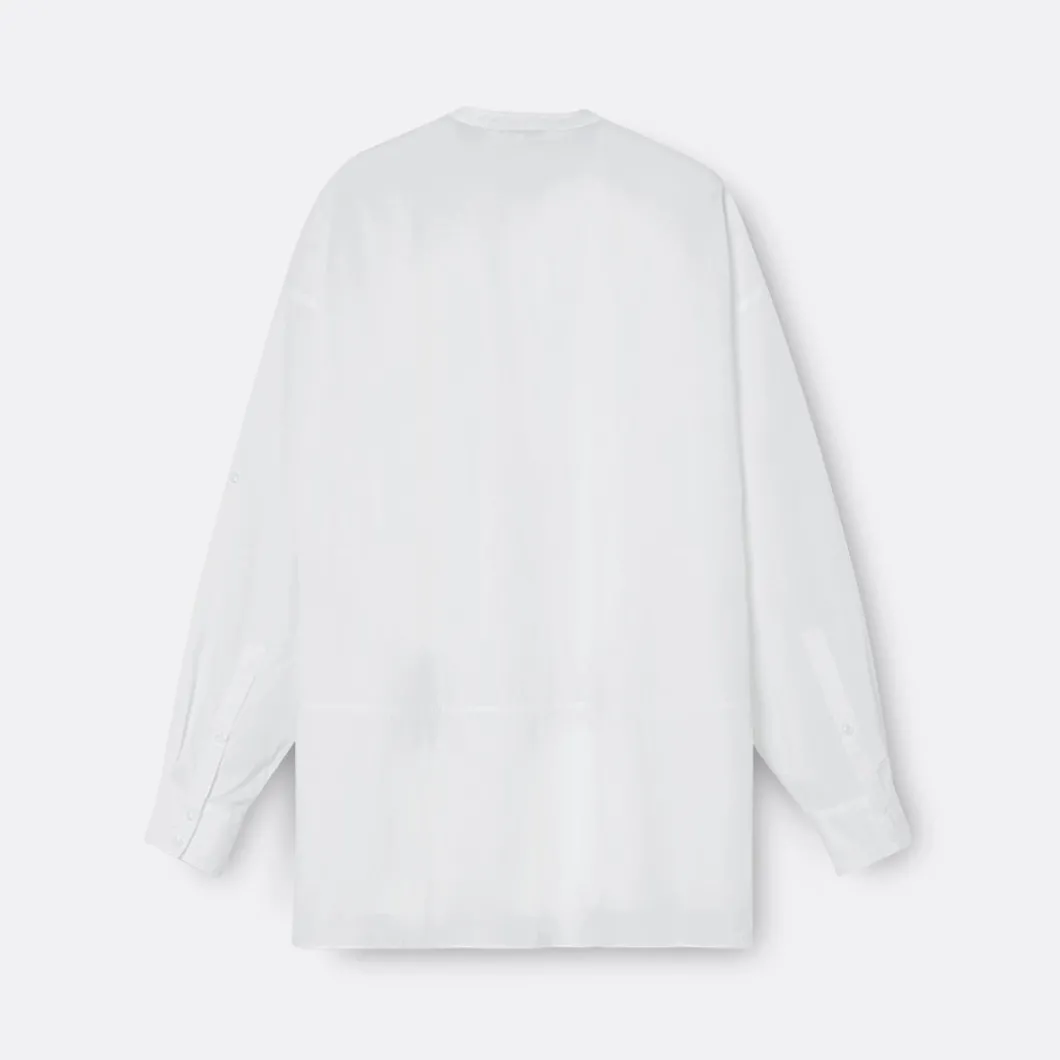 A LINE Mandarim-Style Collar Shirt>Woman Blouses & Shirts