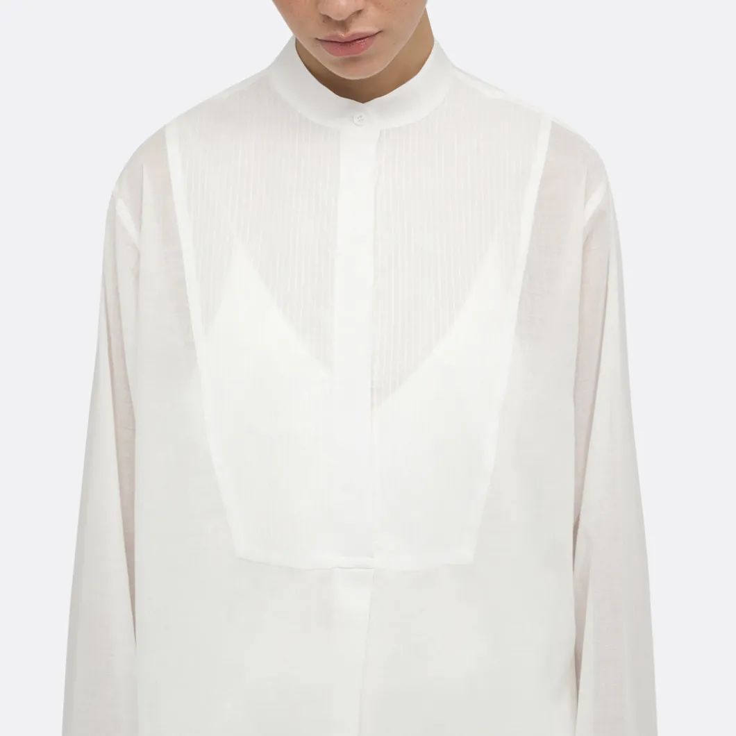 A LINE See-Through Bib-Panel Shirt>Woman Blouses & Shirts