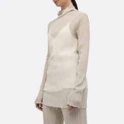 A LINE Silk-Blend See-Through Top><noscript><img width=